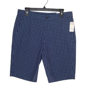 NWT Brooks Brothers blue white plaid cotton flat front shorts - 32 waist